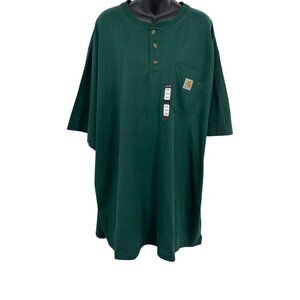 Carhartt Men 3XL XXXL Henley Tee Shirt Dark Green Original Fit Short Sleeve New
